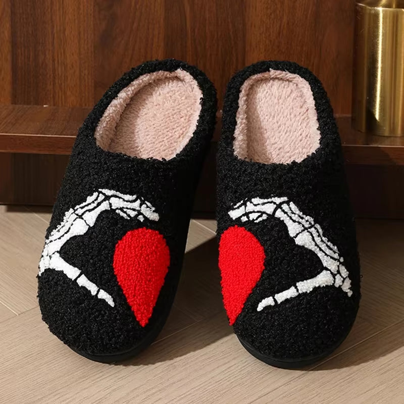 Autumn Winter Halloween Slippers Women Indoor Home Non Slip Warm Cotton Slippers Woman Lightweight Soft Plush Slides plus Size
