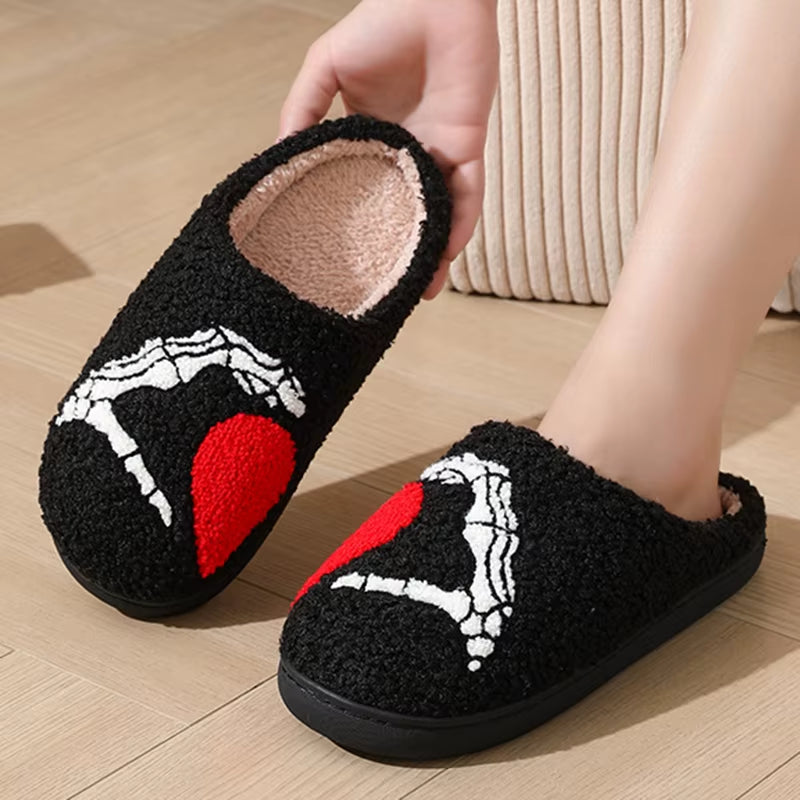 Autumn Winter Halloween Slippers Women Indoor Home Non Slip Warm Cotton Slippers Woman Lightweight Soft Plush Slides plus Size