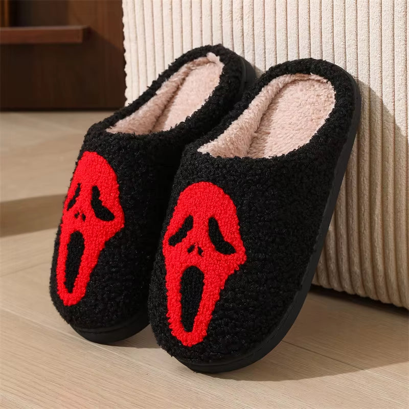 Autumn Winter Halloween Slippers Women Indoor Home Non Slip Warm Cotton Slippers Woman Lightweight Soft Plush Slides plus Size